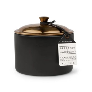 Керамична соева свещ Падивакс, Hygge - черна - Бергамот и махагон